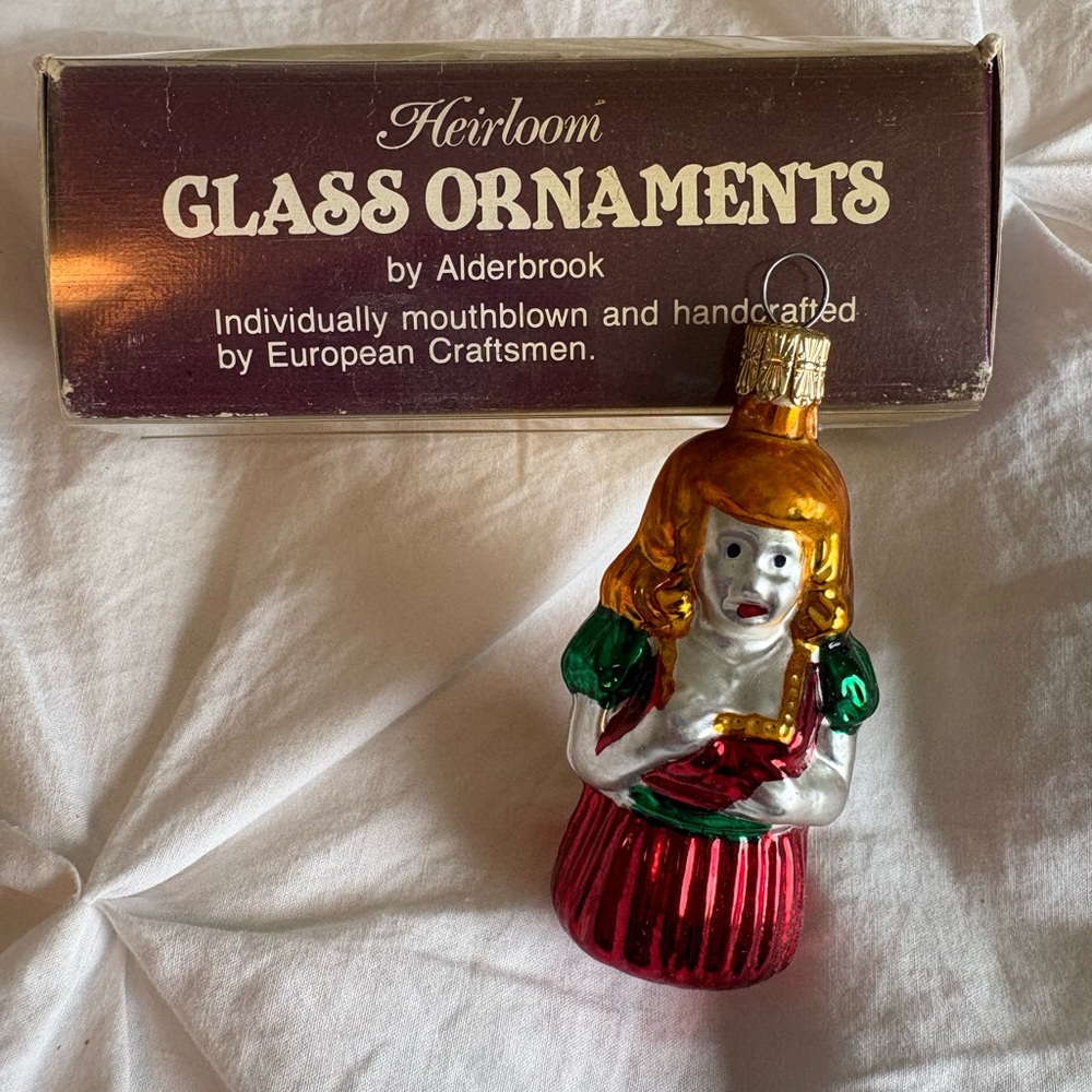 Alderbrook Vintage Glass Ornament - Red, Green, Gold